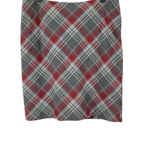 💥041 The Limited Gray & Red Plaid Mini Skirt